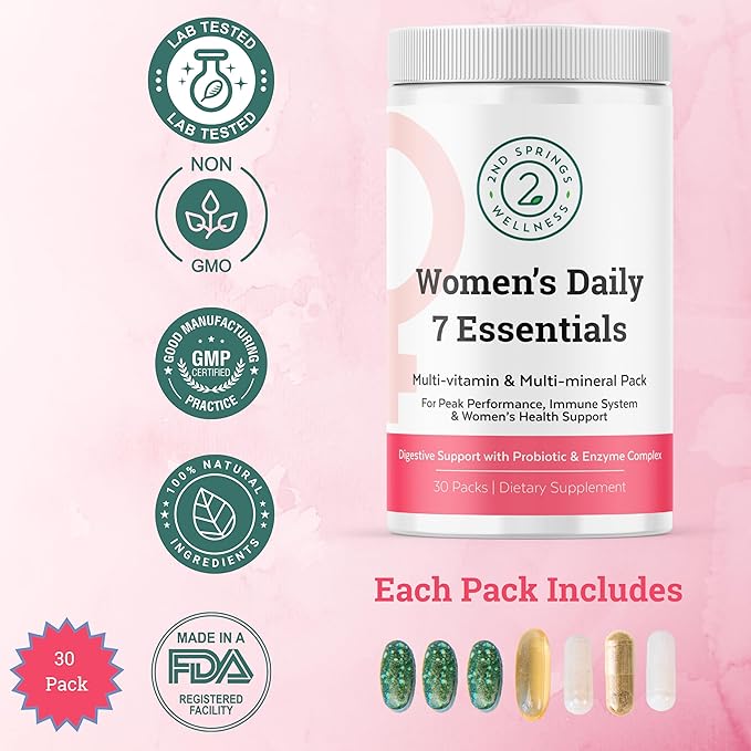 Men's &amp Women's Daily 7 Essentials Bundle - Complete Multivitamin Packs for Optimal Health and Vitality