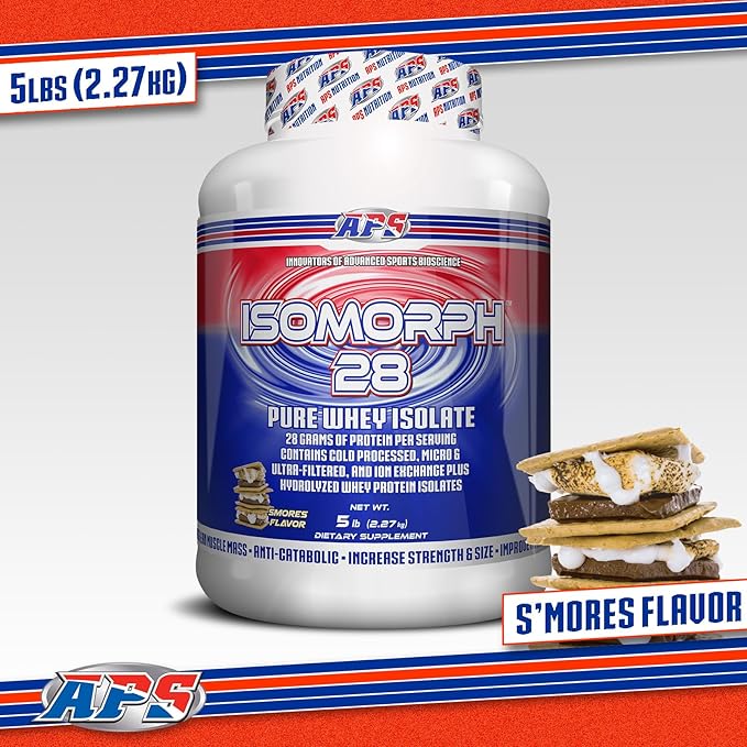 APS Nutrition Isomorph 28 Protein Powder | Pure Whey Isolate | Cold Pressed Ultra- Filtered &amp Ion Exchange Isolates | 28g Protein | 5 Pound (S’Mores)