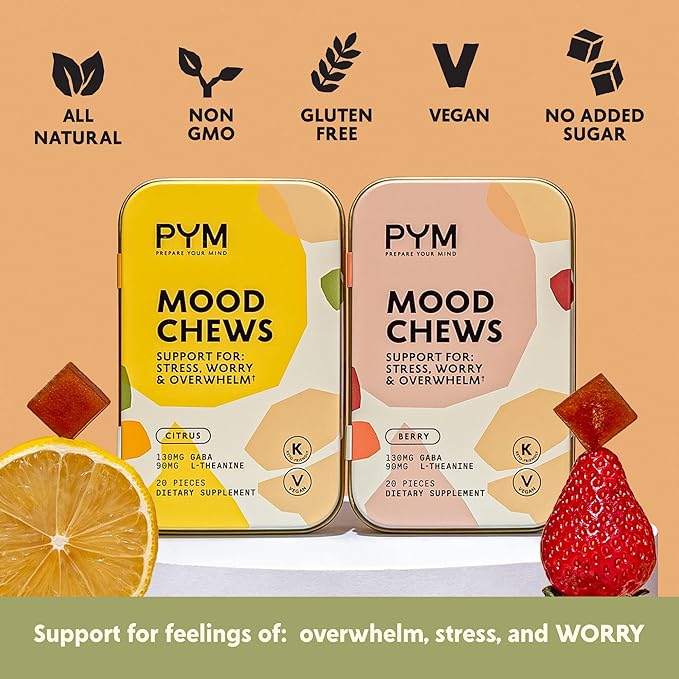 PYM Oxytocin Bundle – Citrus &amp Berry Chews Magnesium Powder &amp Vitamin B Complex Supplement – Natural Stress &amp Mood Support