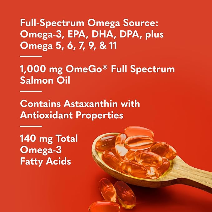 Garden of Life Dr. Formulated Salmon Oil Soft Gels – Full Spectrum Omega-3 Fish Oil Supplement with EPA DHA DPA – Heart Health Dietary Supplement 60 Softgels