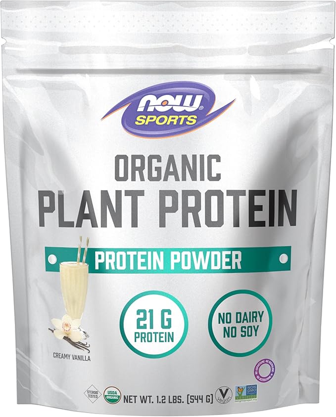 Now Sports Organic Plant Protein Vanilla Flavor Vegan Powder 1 lb.