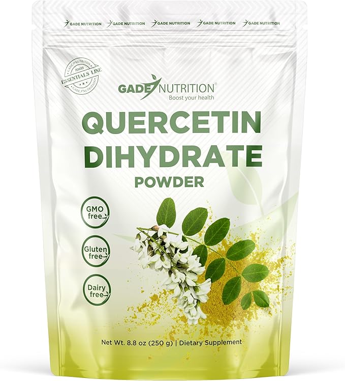 Gade Nutrition Pure Quercetin Dihydrate Powder | 98% Purity Non-GMO Gluten-Free and Dairy Free | 250g (8.8 oz) 1000mg per Serving 250 Servings | Immune Support Powerful antioxidant | USA Made
