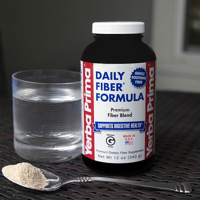 Yerba Prima Daily Fiber Formula Powder - 12 oz (Pack of 3) - Soluble &amp Insoluble Dietary Fiber Supplement - Colon Cleanse - Vegan Non-GMO Gluten-Free