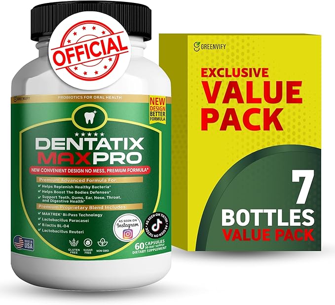 Dentatix Max Pro for Gums and Teeth Health &amp Fresh Breath - 40 Billion CFU Advanced Oral Probiotics for Mouth Bad Breath Capsule Supplement (7)