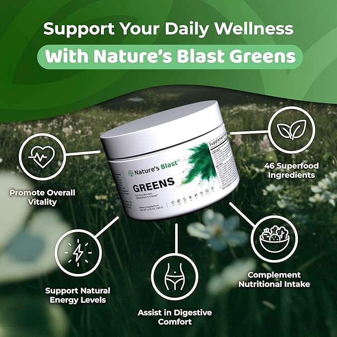 Greens Superfood Powder - 46 Superfoods Probiotics &amp Enzymes for Gut Health Metabolism &amp Energy - Vegan Green Powder Blend 1 Bottle - 30 Servings