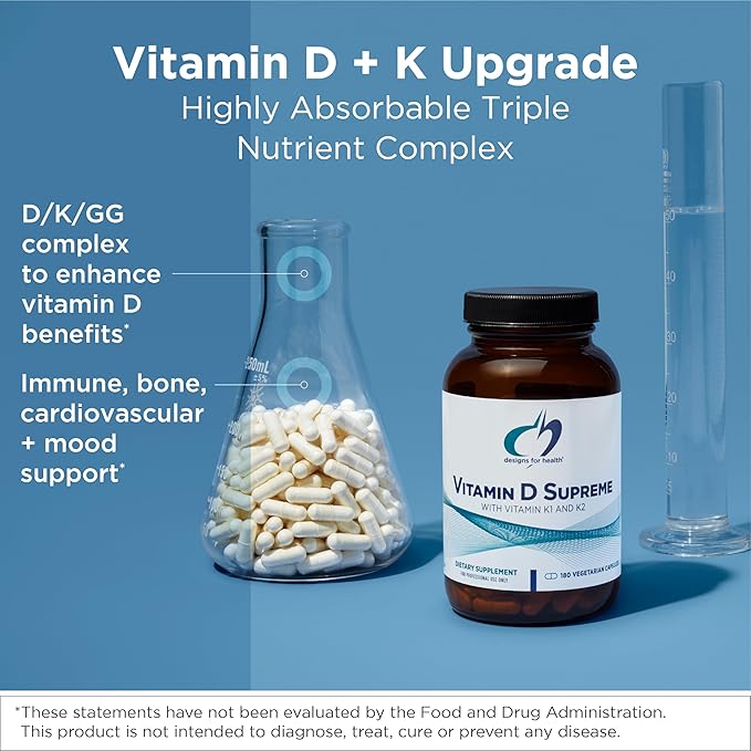 Designs for Health Vitamin D Supreme + Inflammatone Bundle - Vitamin D3 5000 IU + 2000mcg Vitamin K with an Enzyme Botanical Blend to Promote Healthy Inflammatory Response - 2 Products