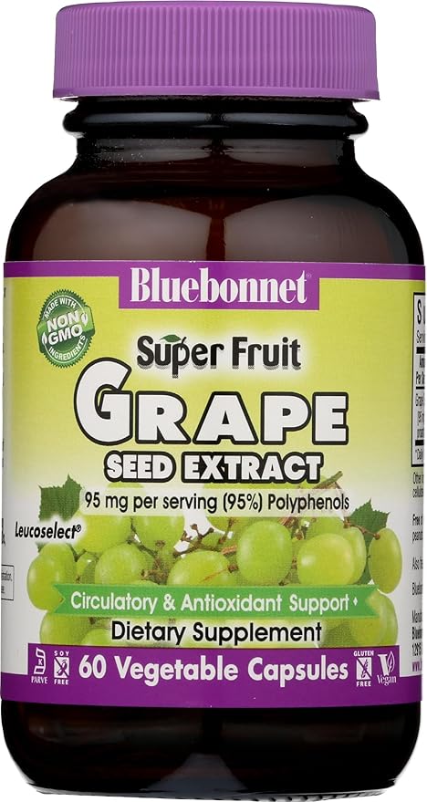 BlueBonnet Super Fruit Grape Seed Extract Supplement 60 Count White (743715008403)