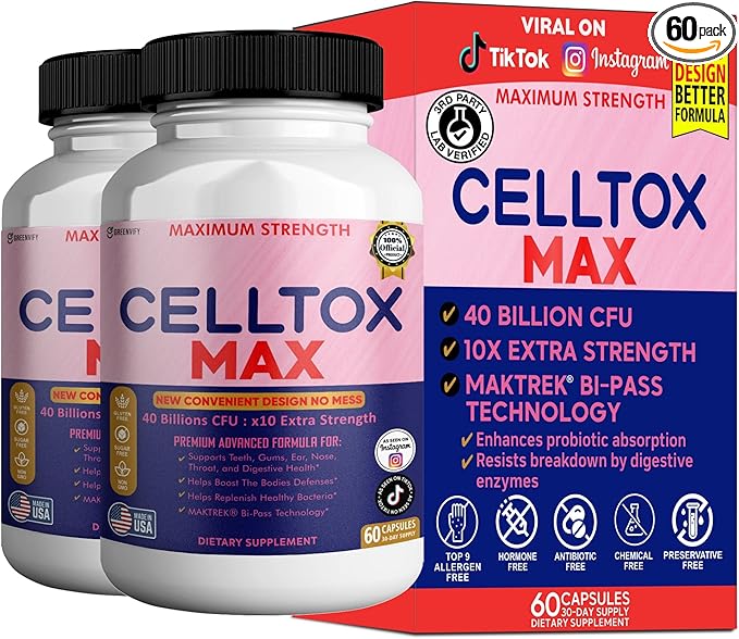 CellTox Max Probiotic Supplement Maximum Strength 40 Billion CFU 60 Capsules 30-Day Supply (2)