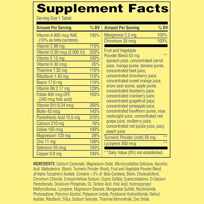 SUREFECT Spring Valley Men's Multivitamin Tablets with Fruits &amp Vegetables - Includes Turmeric for Joint Support 150 Count Organizer.