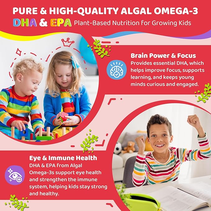 Bundle Vegan Omega 3 Supplement Gummies + Kids Vitamin D3 K2 Filled Gummies