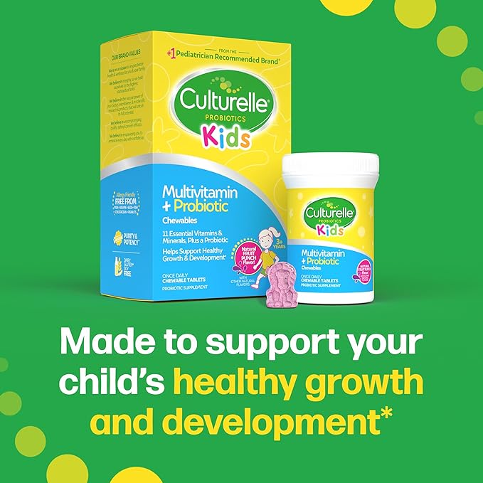 Culturelle Kids Complete Chewable Multivitamin + Probiotic For Kids Ages 3+ 50 Count Digestive Health Oral Health &amp Immune Support - With 11 Vitamins &amp Minerals including Vitamin C D3 &a