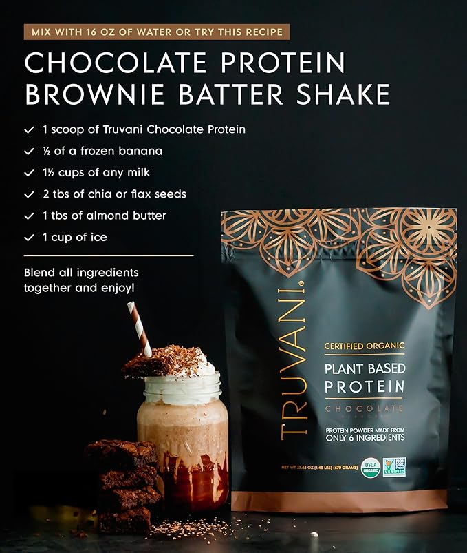 Truvani Vegan Protein Powder | Chocolate | 20g Organic Plant Based Pea Protein | 18 Servings | Keto | Gluten &amp Dairy Free | Low Carb | No Added Sugar (Pack of 2)