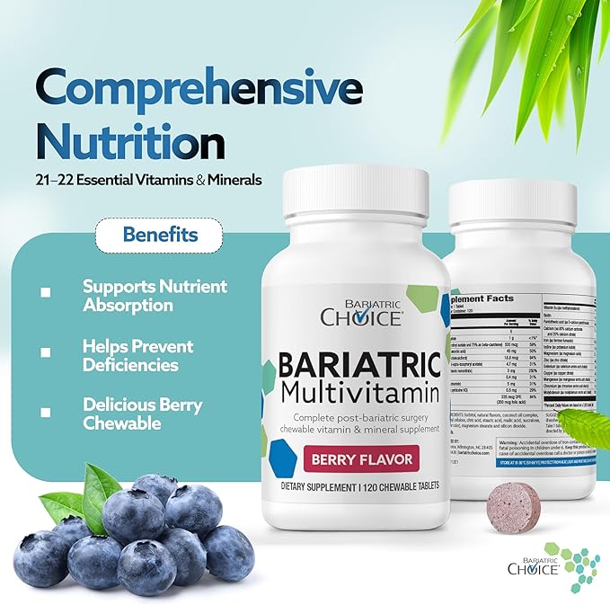 Bariatric Choice My Bariatric Chewable Multivitamin with Iron &amp 300mg Calcium Berry (120ct)