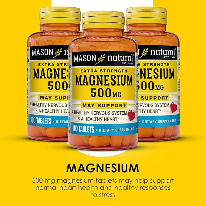 Mason Natural Magnesium 500 mg Extra Strength 300Day Supply Supports Normal Health 3 Pack