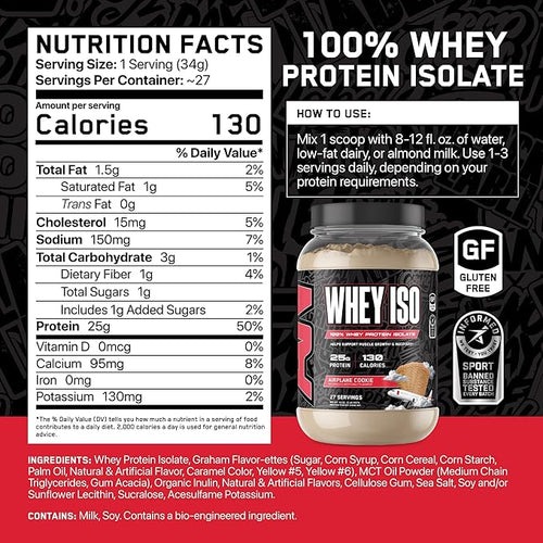 All Black Everything Whey Protein Isolate Powder | Whey Protein Isolate | 25g Protein | Low Carbs &amp Low Sugar | Workout Supplement for Men &amp Women | Airplane Cookie | 27 Servings