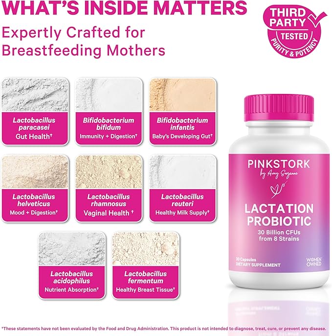 Pink Stork Lactation Probiotic Unscented and Digestive Enzymes Bundle – Supports Digestive and Lactation Wellness – Breastfeeding Vitamins with Herbs and Enzymes