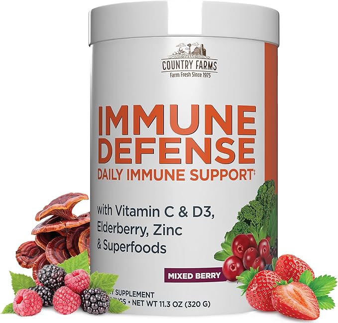 COUNTRY FARMS Immune Defense Superfoods Immune Support Supplement Vitamin C with Black Elderberry Echinacea Turmeric Supports Hydration with Probiotics and Prebiotics Berry Flavor 40 Servings