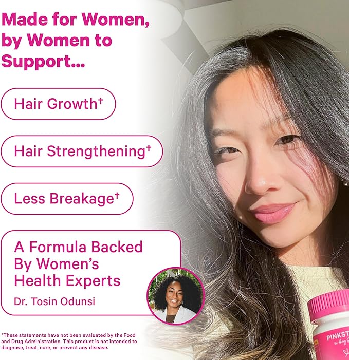 Pink Stork Total Glow Gummies for Women – Hair Skin &amp Nails Vitamin with Biotin Vitamin A B6 B12 Folate Zinc &amp More – Support for Radiant Skin Strong Nails and Healthy Hair – 60 Berry