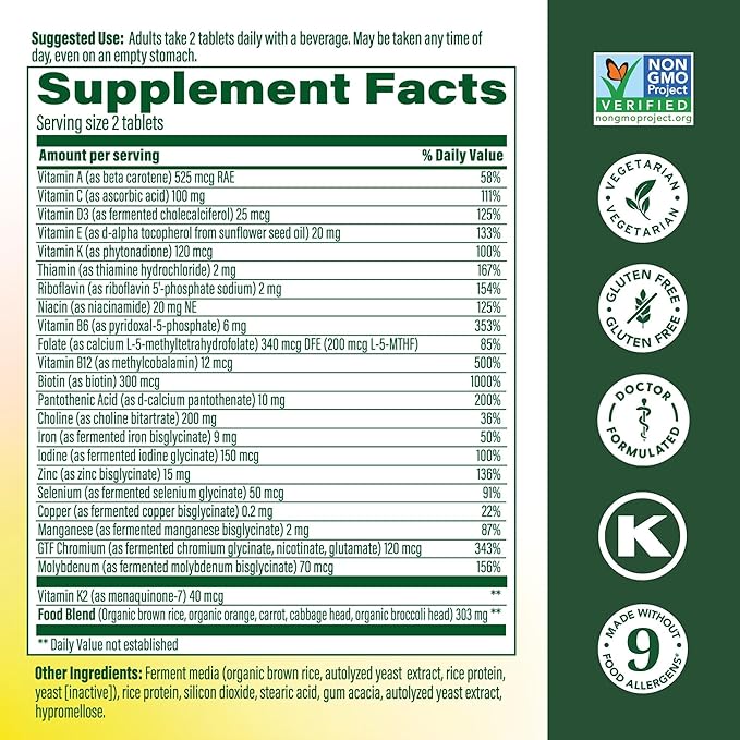 MegaFood Women's 40+ Advanced Multivitamin for Women - Dr Formulated - Vitamin B Vitamin D3 Vitamin K2 &amp Choline - Energy Metabolism Brain Health &amp Bone Health - Vegetarian - 120 Tabs (60 s