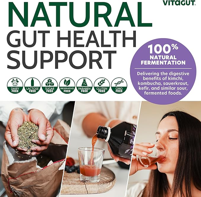 VITAGUT Liquid Probiotic Prebiotics &amp Postbiotics 3-in-1 Organic Live Probiotics for Women &amp Men - Probiotics for Digestive Health 50 Billion CFU 19 Fermented Herbs Vegan Probiotic for Gu