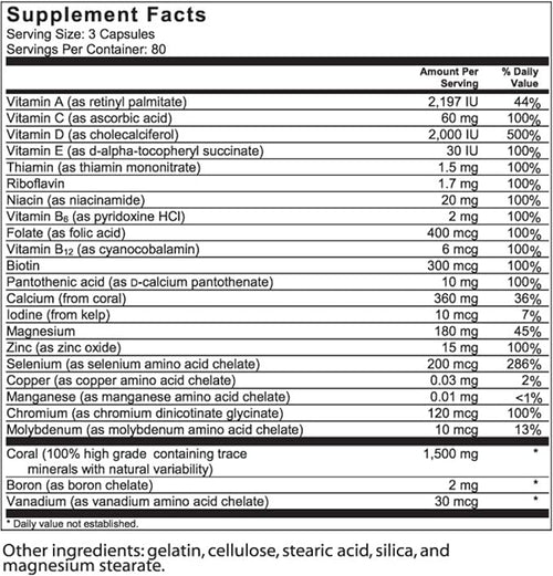 1500mg 240 Capsules- Coral Calcium Supplement Developed by Bob Barefoot- Supports Overall Health &amp PH Levels- Contains Calcium Magnesium &amp Vitamin D3