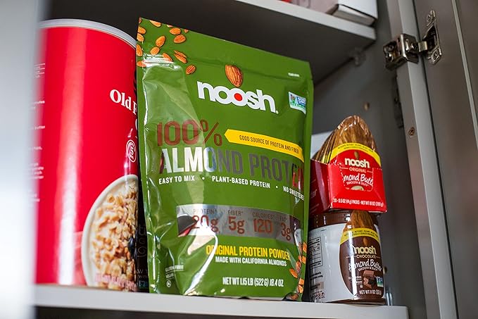 NOOSH Plant Based Almond Protein Powder Unflavored 35 Gram - Vegan All Natural Ingredients Non-GMO Gluten Free Kosher Peanut Free Soy Free Dairy Free (Unflavored)