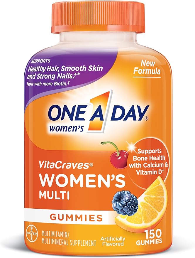 One A Day Women’s Multivitamin Supplement with Vitamins A C E B1 B2 B6 B12 Biotin Calcium and Vitamin D 150 count