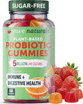 Yuve Natural Sugar Free Probiotic Gummies 5 Billion CFU Helps with Constipation Bloating &amp Leaky Gut - Vegan Gluten-Free &amp Non-GMO - 60ct