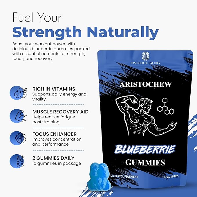 Aristochew Multivitamins Gummies Supports Energy Gummy - 10 Count - Non-GMO Gluten-Free VegetarianBlueberry Flavor