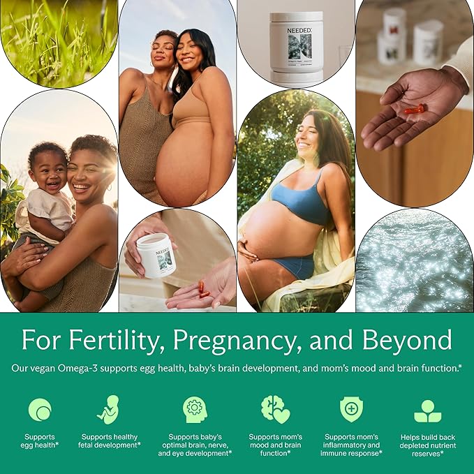 Needed. Prenatal Omega-3 - High Potency Dose of Sustainably Sourced Fish Oil Bergamot Flavor 1000mg DHA 1000mg EPA Encased in a Gelatin-Free Plant-Based Softgel Shell 30-Day Supply