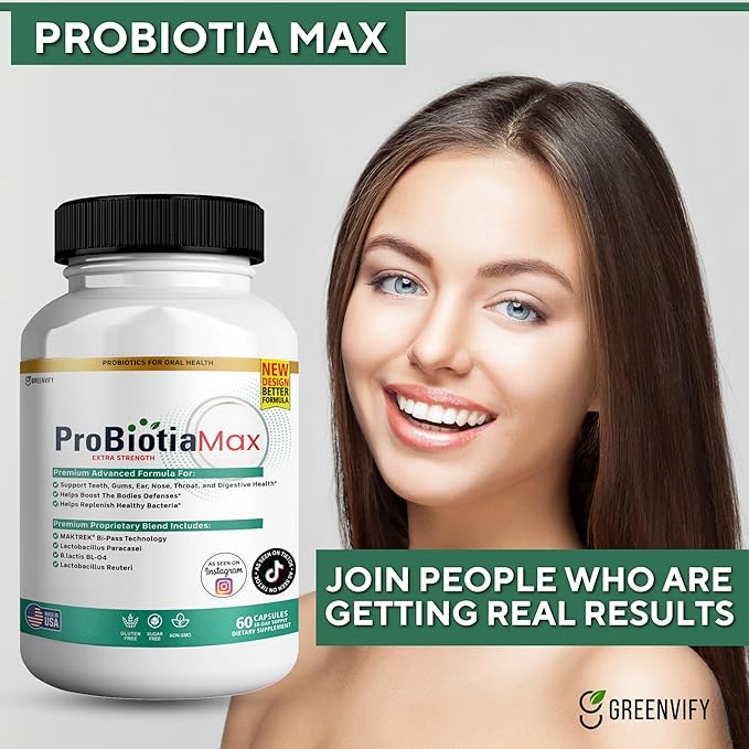 ProBiotia Max 40 Billion CFU Extra Strength Oral Probiotic Supplement 60 Capsules Supports Teeth and Gum Health Gluten Free (5)