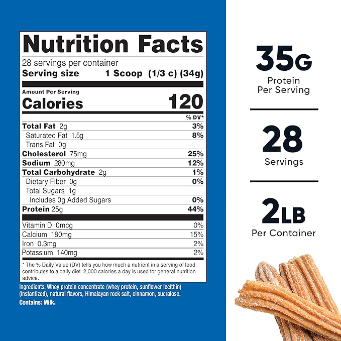Nutricost Whey Protein Concentrate 2 LB Churro Flavored - GMO-Free Gluten-Free