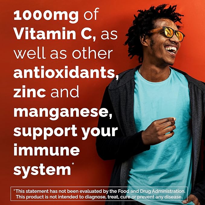 Emergen-C Zero Sugar 1000 mg Vitamin C Powder for Daily Immune Support Caffeine Free Vitamin C Supplements with Zinc and Manganese B Vitamins and Electrolytes Raspberry Lemonade Flavor - 36 Count