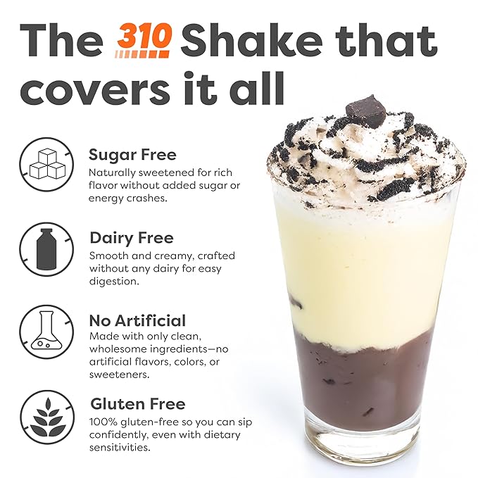 310 Nutrition All-in-One Meal Replacement Shake Starter Kit with Shaker Cup - High-Protein Fiber-Rich Vegan Superfood Blend - Sugar-Free Keto &amp Paleo Friendly Low Carb - Cookies &amp Cream - 2