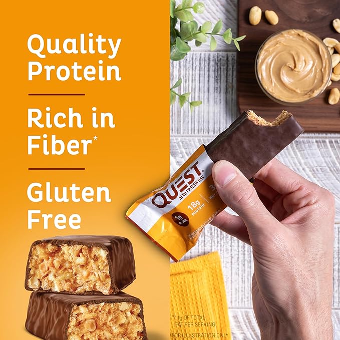 Quest Nutrition Crispy Chocolate Peanut Butter Hero Protein Bar 18g Protein 12 Count and Frosted Cookies Twin Pack Birthday Cake 1g Sugar 16 Cookies