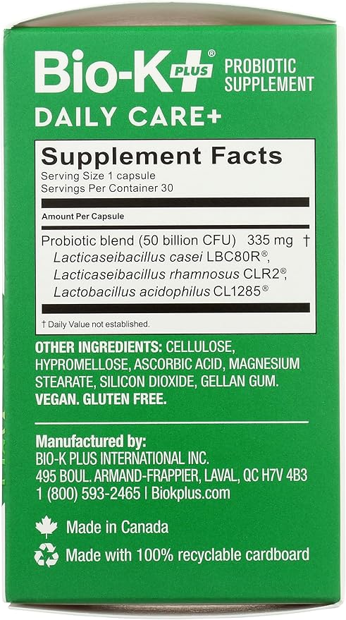 Bio-K Plus Dailycare 50 Billion Probiotics 30 Count