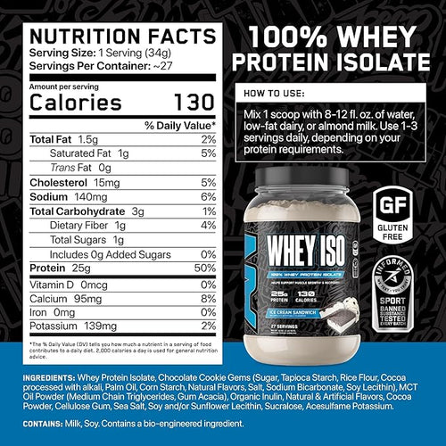 All Black Everything Whey Protein Isolate Powder | Whey Protein Isolate | 25g Protein | Low Carbs &amp Low Sugar | Workout Supplement for Men &amp Women | Ice Cream Sandwich | 27 Servings