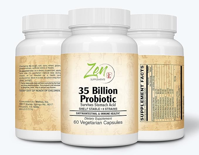 35 Billion Probiotic CFU with 8 Strains 60-Vegcaps - Sustained Release Technology Resist Stomach Acid Shelf Stable - Support for Healthy Digestion &amp Intestinal Ecology Favorable Intestinal Flora