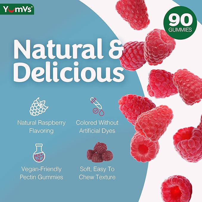 YUM-V'S Magnesium Citrate Gummies – 900mg Highly Absorbable Magnesium Gummies for Women &amp Men to Support Nerve Muscle &amp Enzyme Function – Gluten-Free Kosher &amp Raspberry Flavor 90 Count (