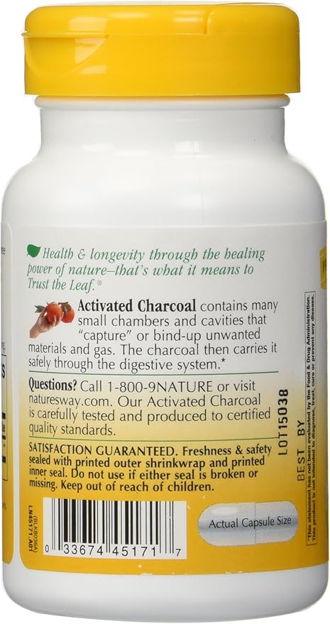 Nature'S Way Activated Charcoal High Adsorbency - 100 Capsules 2 pack