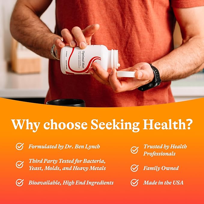 Seeking Health Optimal Man - Multivitamin Supplement with Zinc Active Folate &amp Alpha-Lipoic Acid - Multivitamin Supports Energy &amp Brain Health - Support Healthy Aging &amp Men's Health - 30