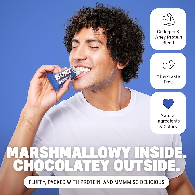 BUILT Bar Puff Protein Bars - Cookies 'N Cream - 17g Protein Snack Bars with Collagen - Calorie Conscious No Gluten Free - 12 Count