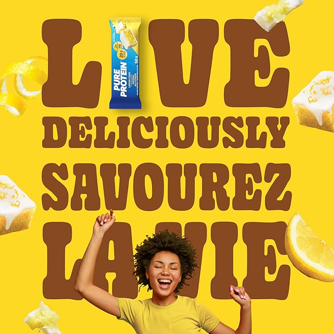 Pure Protein Bars Non-Gmo Lemon Cake Flavor Value Pack 50g 6 count Box Imported from Canada)