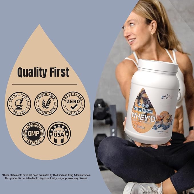 Sweat Ethic Whey'd Protein Powder 25 G Whey Protein Blend with Concentrate (30 Ounce Blue Berry Muffin)