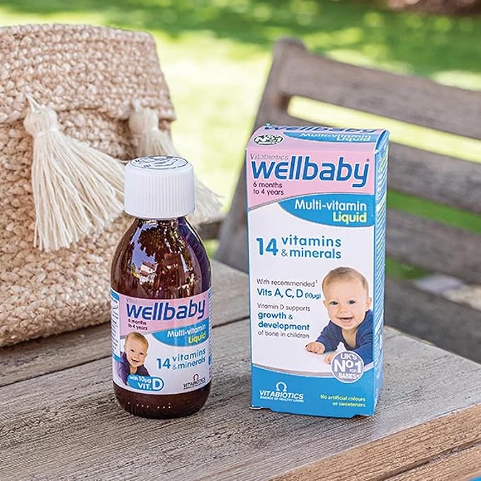 Vitabiotics Wellbaby Multi-Vitamin Liquid - Immune System Multivitamin for Infants and Babies Ages 6 Months to 4 Years - 150mL