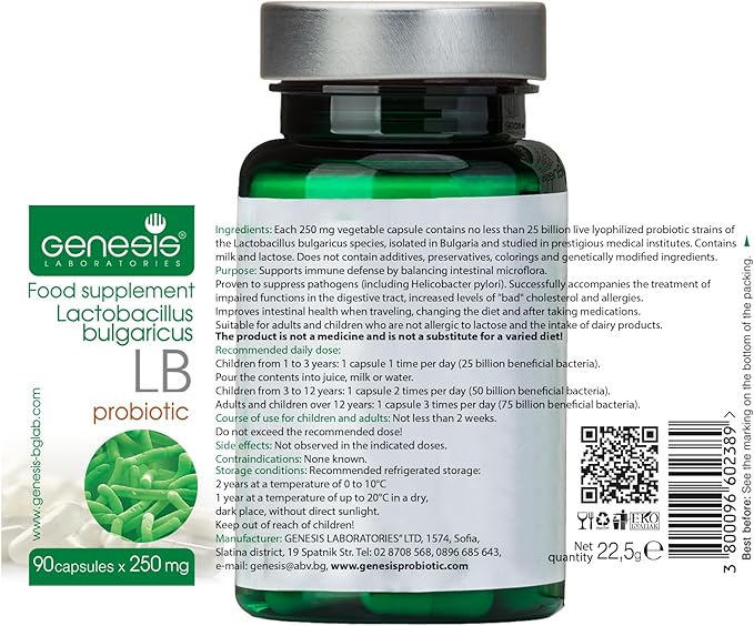 LB Probiotic Daily Lactobacillus Bulgaricus Supplement for Gut Health &amp Digestive Support Probiotic for Women &amp Men to Support Immune System Shelf Stable 240 Mg per capsule 90 caps