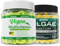 Algae Calcium Gummies 600mg with Vegan Multivitamin for Women Men with Iron Vitamin B12 A D3 K2 Algae Omega 3 Magnesium Zinc