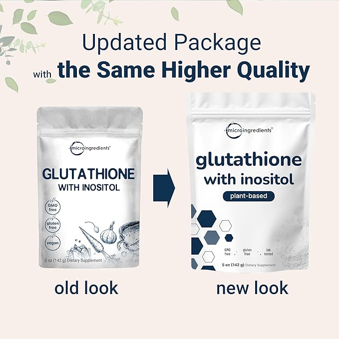 Glutathione Supplement Pure Glutathione Reduced Powder with Inositol 5 Ounce (9 Months Supply) 2 in 1 Formula Powerful Ingredients for Antioxidants Supports Liver Function Vegan