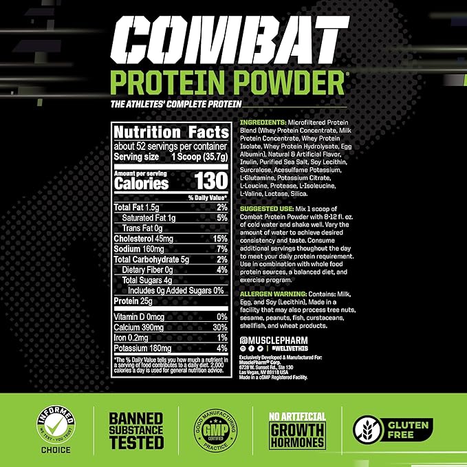 Muscle Pharm Combat Protein 2lb Vanilla and Combat Chocolate Chip Cookie Dough Sport Bars