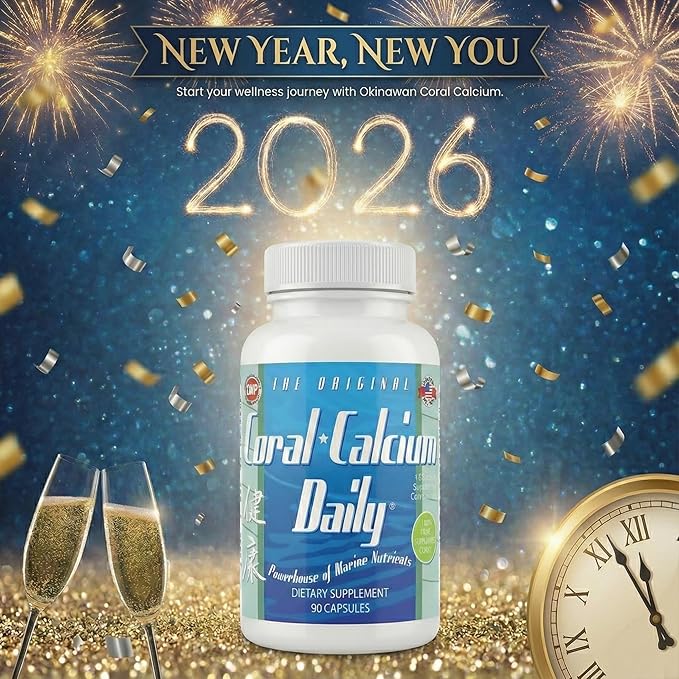 Daily Health Coral Calcium Pure Okinawa - Marine-Grade Supplement with 72 Trace Minerals - 1475mg 90 Vegetable Capsules (1 Month Supply)